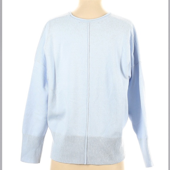 French Connection Della Vhari Light Blue Front Seam Sweater Size Large - Picture 4 of 6